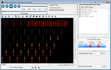 Screenshot of electronic firing simulation set to hole track expanded Screenshot of electronic firing simulation set to hole track expanded