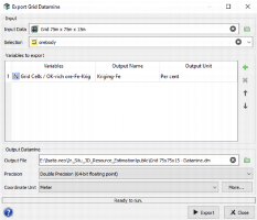 Interface of the Datamine Export application